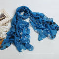 Novo estilo Grande tamanho Brand New Voile Star Scarf Color Blue Fashion Shawls, Lady Scarf, Polyester Scarf